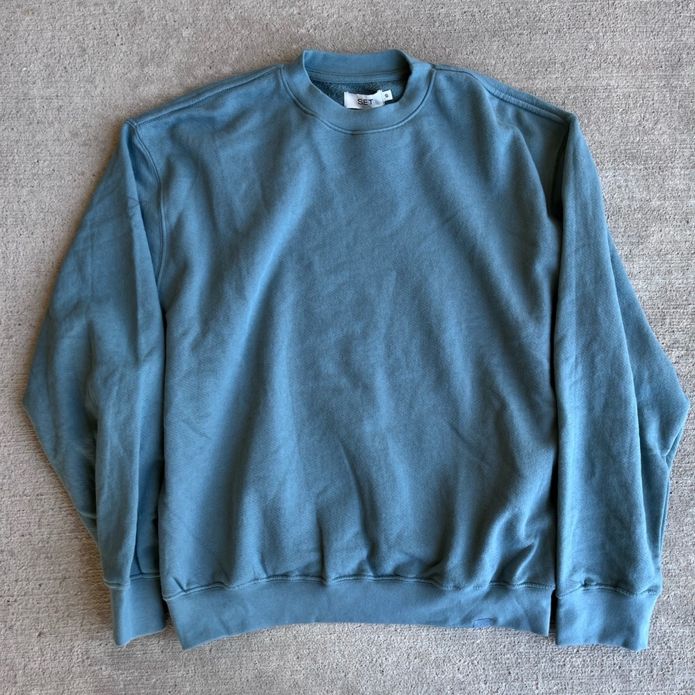 Set active teal crewneck sweatshirt fleece